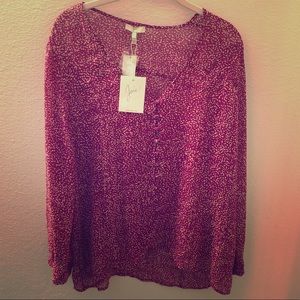 Joie pink and white button blouse